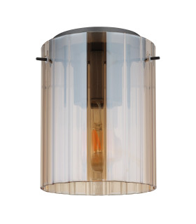 Tulivar Cylindrical Ceiling Light Grey Dark Amber Glass Shade 1x E27-2