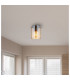 Tulivar Cylindrical Ceiling Light Grey Dark Amber Glass Shade 1x E27-3