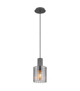 Tulivar Slim Pendant Ceiling Light Grey Dark Smoke Glass Shade 1x E27-1