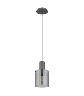 Tulivar Slim Pendant Ceiling Light Grey Dark Smoke Glass Shade 1x E27-2