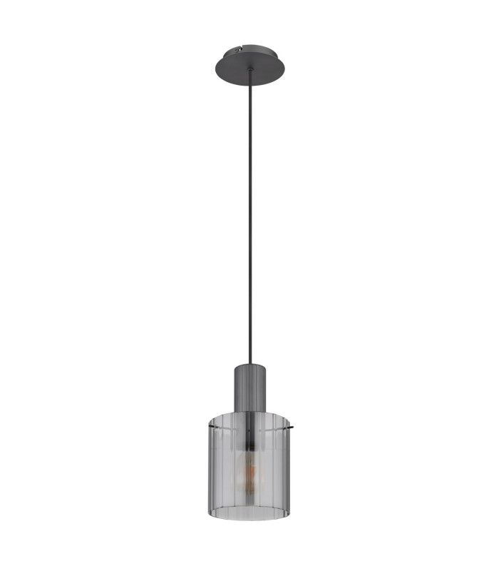 Tulivar Slim Pendant Ceiling Light Grey Dark Smoke Glass Shade 1x E27-2