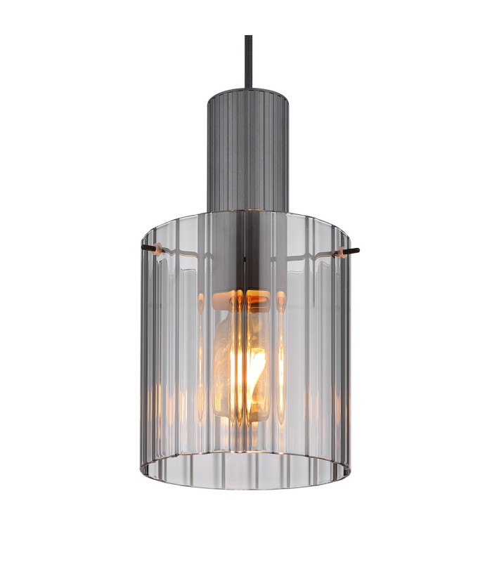 Tulivar Slim Pendant Ceiling Light Grey Dark Smoke Glass Shade 1x E27-3