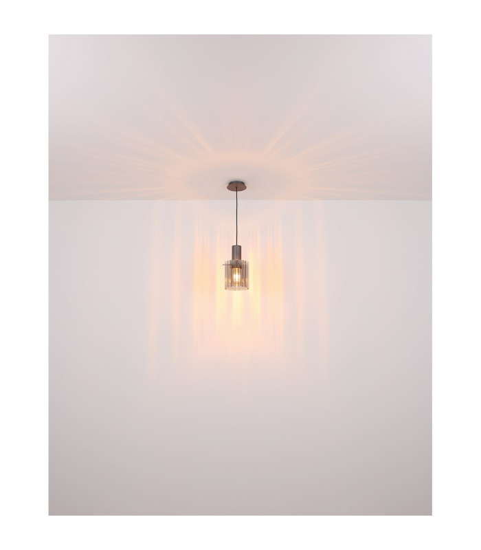Tulivar Slim Pendant Ceiling Light Grey Dark Smoke Glass Shade 1x E27-5