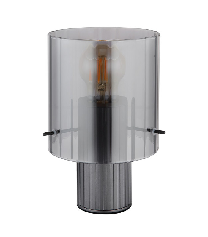 Tulivar Cylindrical Table Lamp Grey Dark Smoke Glass Shade 1x E27-2