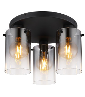 Florentina Shade Cluster Ceiling Light Matt Black Smoke Glass Shade 3x E27-1