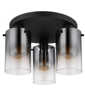 Florentina Shade Cluster Ceiling Light Matt Black Smoke Glass Shade 3x E27-2