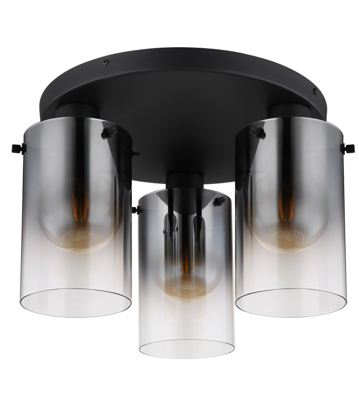 Florentina Shade Cluster Ceiling Light Matt Black Smoke Glass Shade 3x E27-2