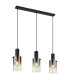 Florentina Bar Pendant Ceiling Light Matt Black Smoke Glass Shade 3x E27-1