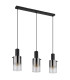Florentina Bar Pendant Ceiling Light Matt Black Smoke Glass Shade 3x E27-2