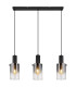 Florentina Bar Pendant Ceiling Light Matt Black Smoke Glass Shade 3x E27-3