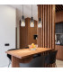 Florentina Bar Pendant Ceiling Light Matt Black Smoke Glass Shade 3x E27-5