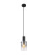 Florentina Slim Pendant Ceiling Light Matt Black Smoke Glass Shade 1x E27-1