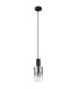 Florentina Slim Pendant Ceiling Light Matt Black Smoke Glass Shade 1x E27-2