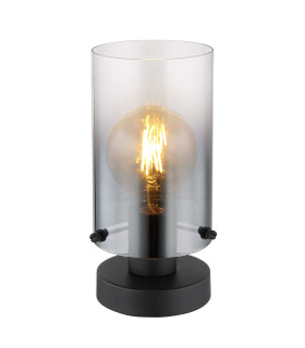 Florentina Cylindrical Table Lamp Matt Black Smoke Glass Shade 1x E27-1