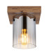 Underwood Cylindrical Ceiling Light Wood Look Dark Smoke Glass Shade 1x E27-3
