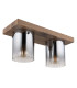 Underwood Shade Cluster Ceiling Light Wood Look Dark Smoke Glass Shade 2x E27-2