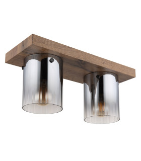 Underwood Shade Cluster Ceiling Light Wood Look Dark Smoke Glass Shade 2x E27-2