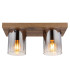 Underwood Shade Cluster Ceiling Light Wood Look Dark Smoke Glass Shade 2x E27-3