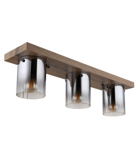 Underwood Shade Cluster Ceiling Light Wood Look Dark Smoke Glass Shade 3x E27-2
