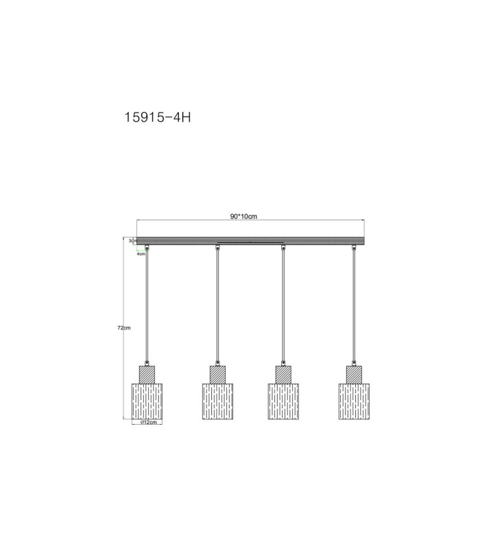 Underwood Bar Pendant Ceiling Light Wood Look Dark Smoke Glass Shade 4x E27-6