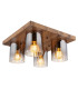 Underwood Shade Cluster Ceiling Light Wood Look Dark Smoke Glass Shade 4x E27-1
