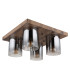 Underwood Shade Cluster Ceiling Light Wood Look Dark Smoke Glass Shade 4x E27-2