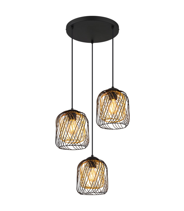 Dichti Cluster Pendant Ceiling Light Matt Black 3x E27-1