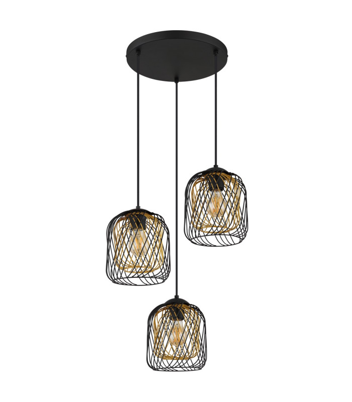 Dichti Cluster Pendant Ceiling Light Matt Black 3x E27-2