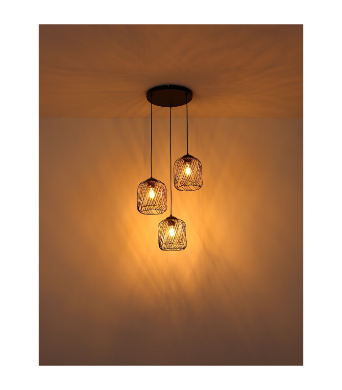 Dichti Cluster Pendant Ceiling Light Matt Black 3x E27-5