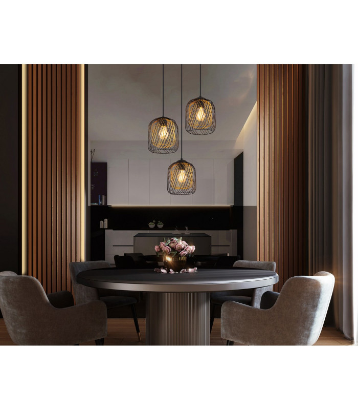 Dichti Cluster Pendant Ceiling Light Matt Black 3x E27-6