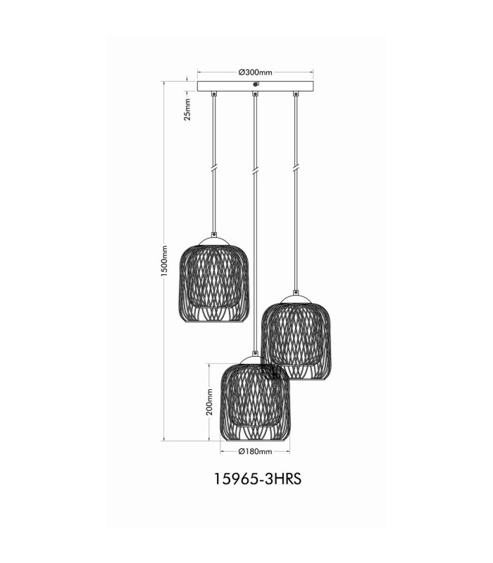 Dichti Cluster Pendant Ceiling Light Matt Black 3x E27-7