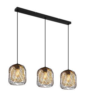 Dichti Bar Pendant Ceiling Light Matt Black 3x E27-1