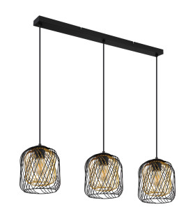 Dichti Bar Pendant Ceiling Light Matt Black 3x E27-2