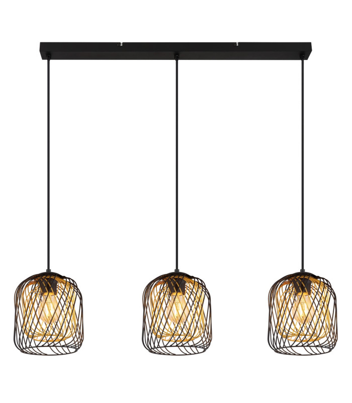 Dichti Bar Pendant Ceiling Light Matt Black 3x E27-3