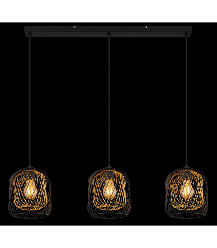 Dichti Bar Pendant Ceiling Light Matt Black 3x E27-5