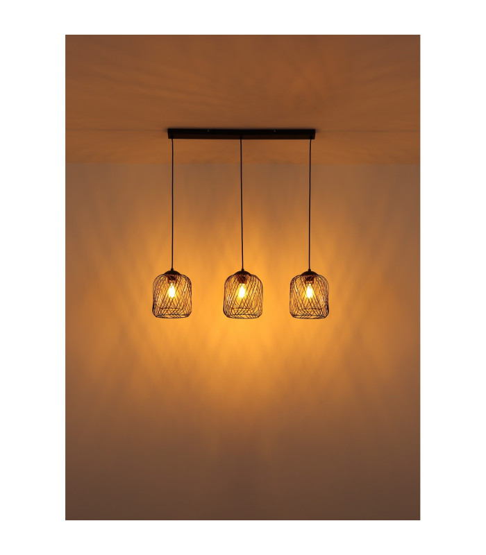 Dichti Bar Pendant Ceiling Light Matt Black 3x E27-6