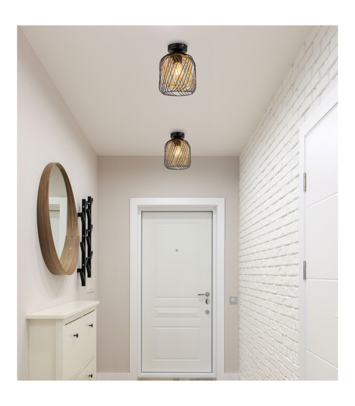 Dichti Semi Flush Ceiling Light Matt Black 1x E27-6