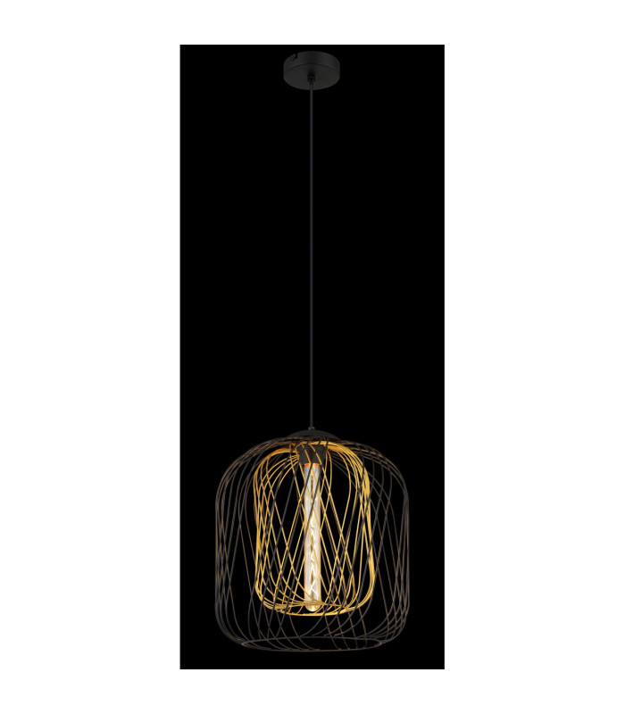 Dichti 35cm Wire Frame Pendant Ceiling Light Matt Black 1x E27-4