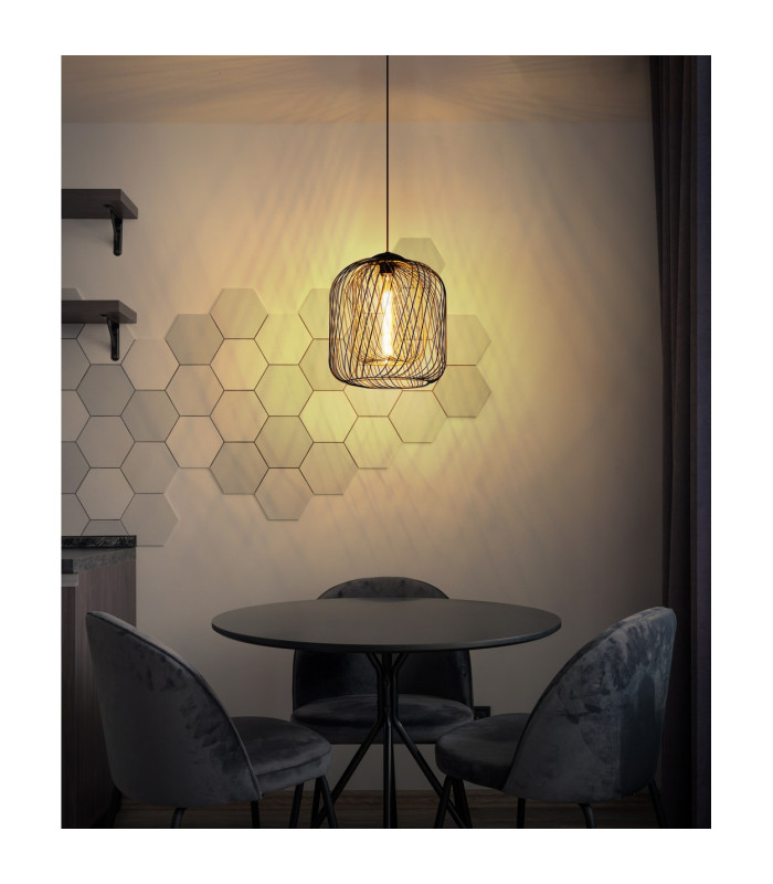 Dichti 35cm Wire Frame Pendant Ceiling Light Matt Black 1x E27-6