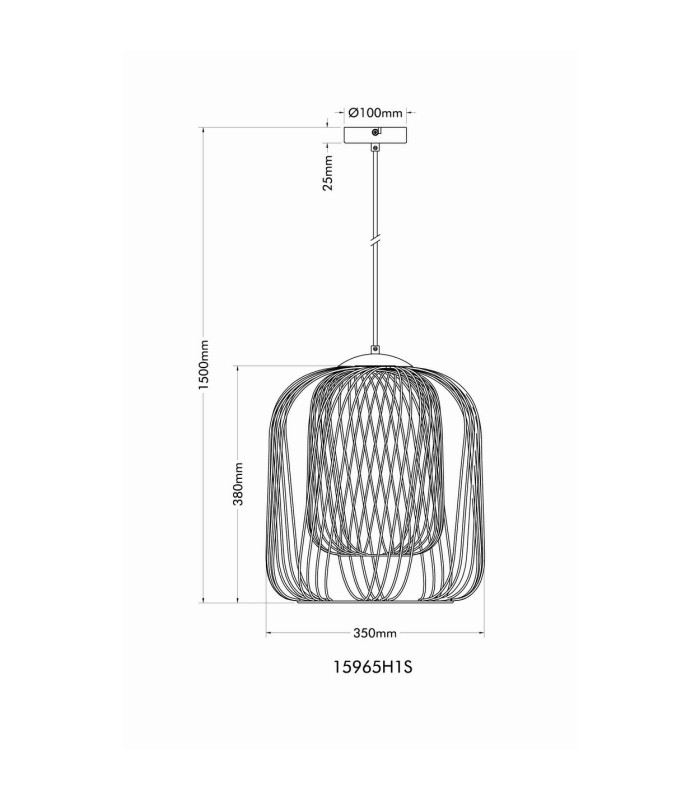 Dichti 35cm Wire Frame Pendant Ceiling Light Matt Black 1x E27-7