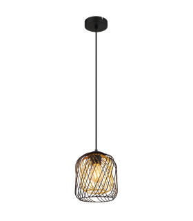 Dichti 18cm Wire Frame Pendant Ceiling Light Matt Black 1x E27-1
