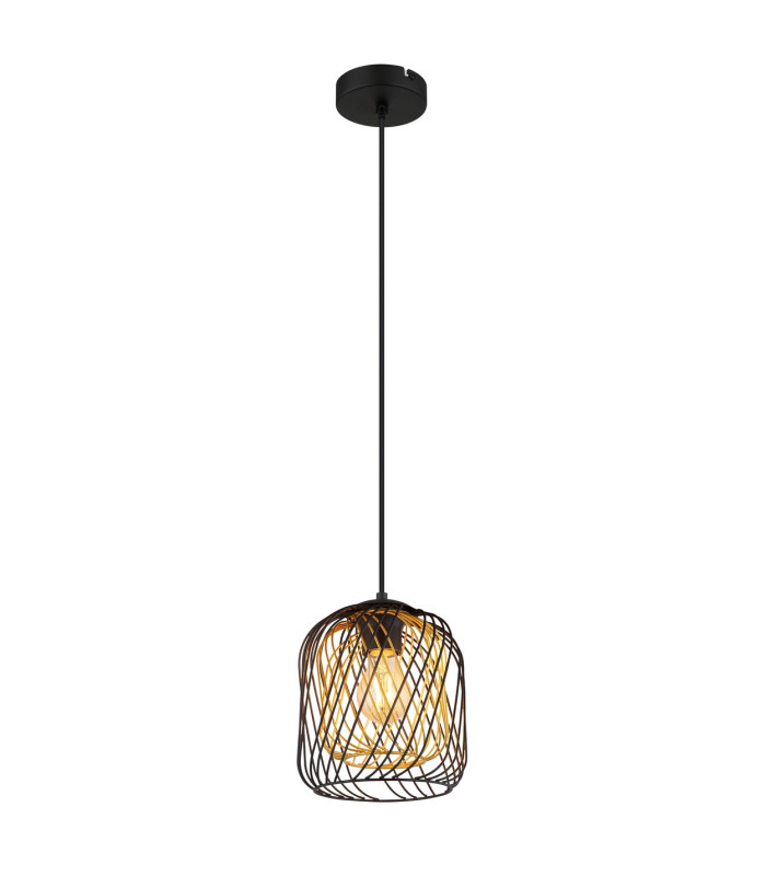 Dichti 18cm Wire Frame Pendant Ceiling Light Matt Black 1x E27-1
