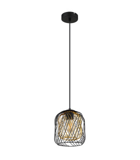 Dichti 18cm Wire Frame Pendant Ceiling Light Matt Black 1x E27-2