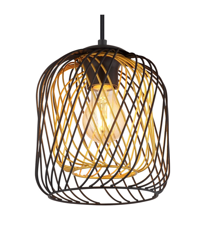 Dichti 18cm Wire Frame Pendant Ceiling Light Matt Black 1x E27-3