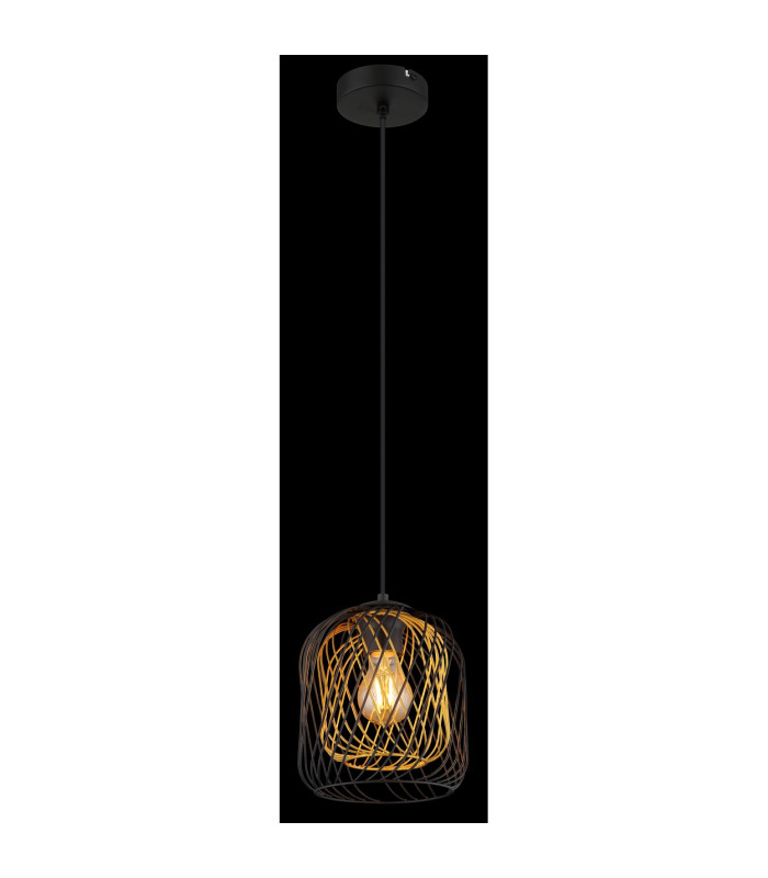 Dichti 18cm Wire Frame Pendant Ceiling Light Matt Black 1x E27-4