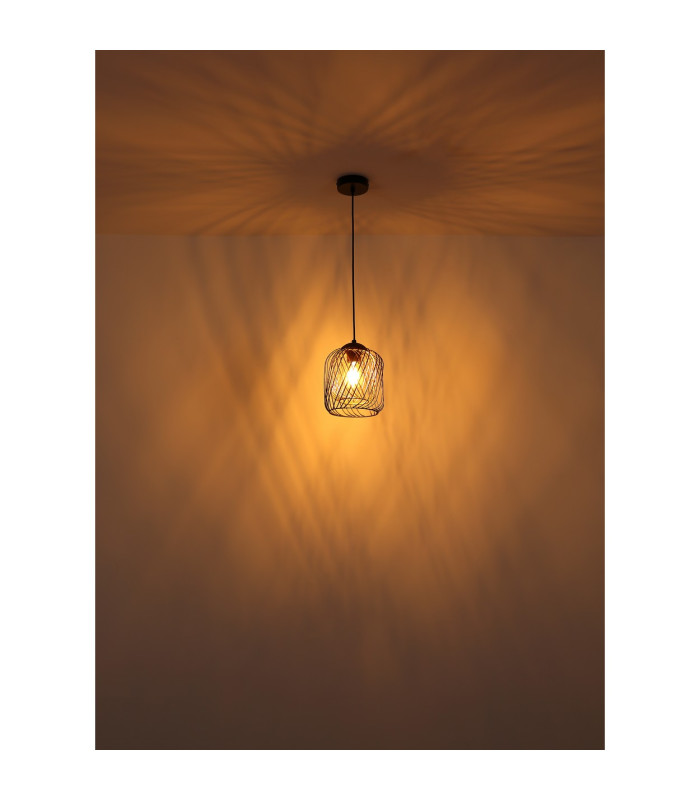Dichti 18cm Wire Frame Pendant Ceiling Light Matt Black 1x E27-5