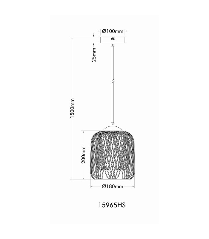 Dichti 18cm Wire Frame Pendant Ceiling Light Matt Black 1x E27-7