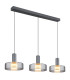 Grant Bar Pendant Ceiling Light Grey Matt Smoke Glass Shade 3x LED 3000K-1