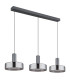 Grant Bar Pendant Ceiling Light Grey Matt Smoke Glass Shade 3x LED 3000K-2