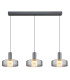 Grant Bar Pendant Ceiling Light Grey Matt Smoke Glass Shade 3x LED 3000K-3